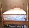 Beautiful Queen Size Light Wood Poster Bed