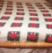 Handmade Queen Size Crocheted Blanket with Red Flowers