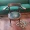 Antique Barrel Style Wood with Leather Bound Seat