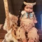 Handmade Porcelain Indian Princess Doll with Moccasins and Fur Pelt