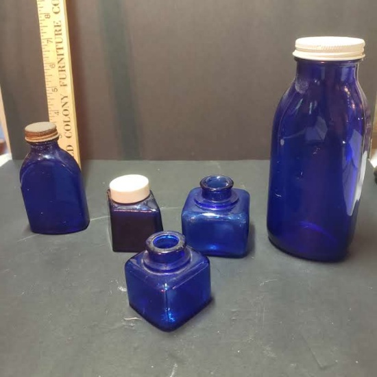 Cobalt Blue Vintage Bottle Collection