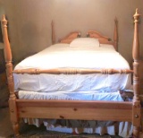 Beautiful Queen Size Light Wood Poster Bed