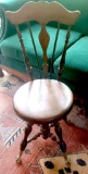 Antique Piano Swivel Chair with Glass Ball & Claw Feet