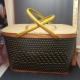 Vintage Picnic Basket Filled with First Aid Supplies