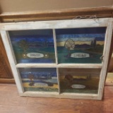 Antique Window Stained Glass of The 4 Seasons with Chain