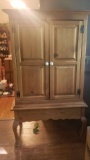 Vintage Wood Cupboard With 1 Adjustable Shelf, Porcelain Knobs