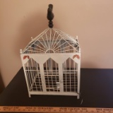 Vintage Metal Bird Cage With Bird Finial