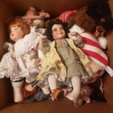 Box Lot of Mixed Dolls and Plush, Ty Beanie Babies, Porcelain Dolls, Raggedy Ann and More
