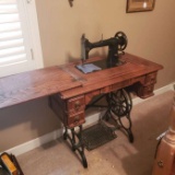 Antique Sewing Machine with Cast Iron Base 