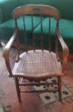 Antique Victorian Style Arm Chair with Rattan Seat