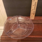 Vintage Light Purple Divided Glass Dish