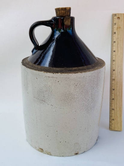 Vintage Pottery Whiskey Jug with Cork