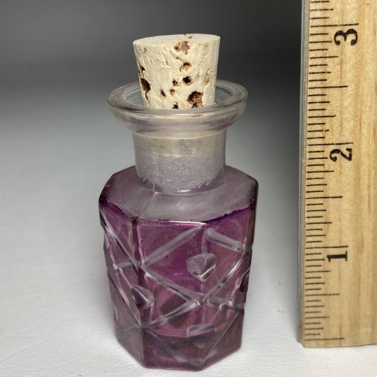 Purple Pressed Glass Jar with Cork Made in India