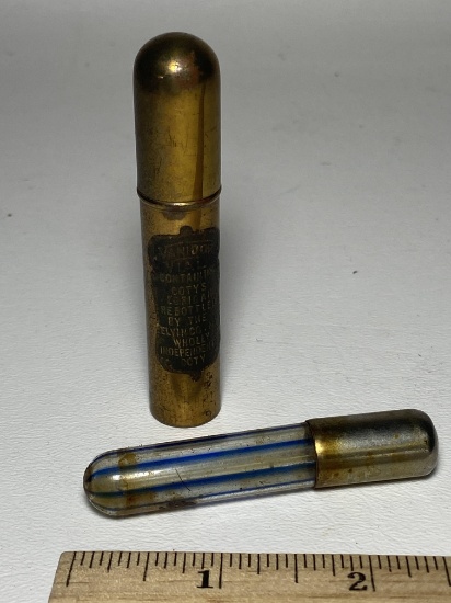 Vintage Brass Vanidor Vial “Containing Coty’s Lorigan Rebottled” Perfume Bottle w/Case