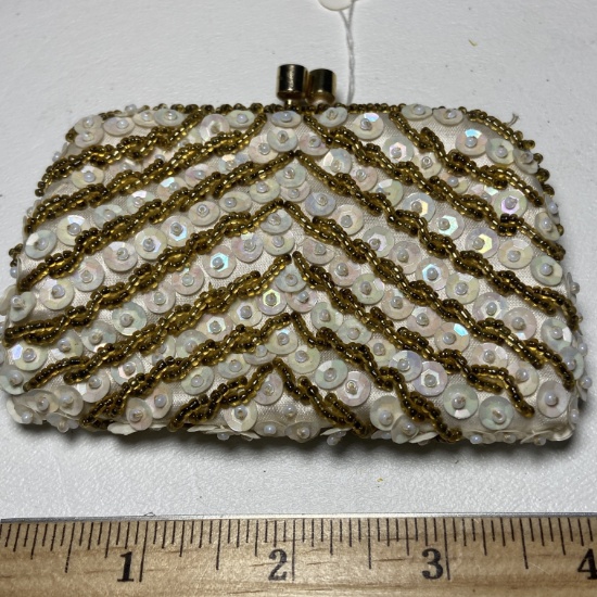Vintage Sequins & Beaded Coin Purse by Delill in Macau
