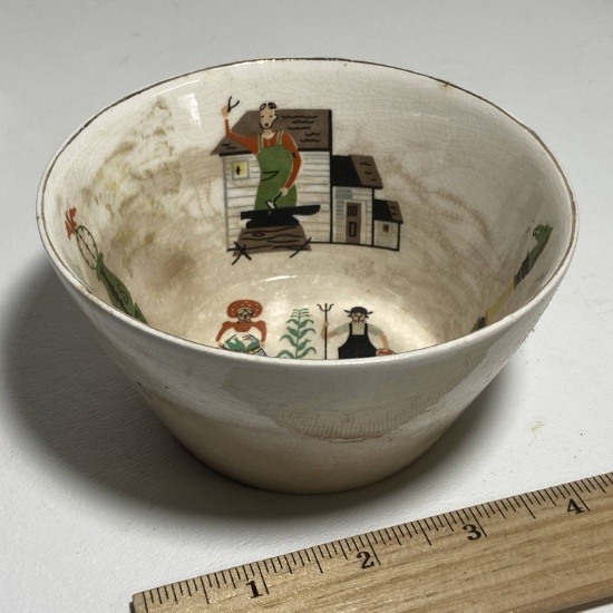 Antique Bowl with Farmer’s Scene