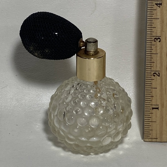 Small Hobnail Glass Perfume Bottle with Working Aspirator