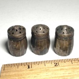 3 Vintage Sterling Silver Miniature Salt Shakers