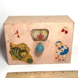 Vintage Wooden Toy Box - Turn Handle To View Pictures