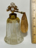 Glass Perfume Bottle with Gold Tone Accent