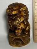 Carved Resin Oriental Foo Dog Figurine by Lobeco Italy