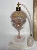 Beautiful Pink Iridescent Tall Perfume Bottle with Working Aspirator