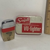 Vintage Scripto Vu-Lighter Tin, Lighter with Fish Center