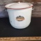 Vintage Enamel Red with White Trim Diaper Pail