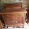 Antique Wash Stand with Brass Handles and One Porcelain Knob