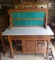 Vintage Washstand with Backsplash, Side Towel Bars & Marble Top