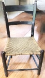 Vintage Ladder Back Chair with Woven Seat