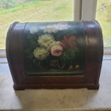 Decorative Rounded Top Trunk with Hand Painted Flowers