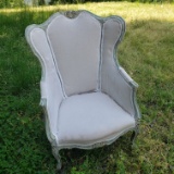 Vintage Wingback Chair with Beautifully Carved Wood