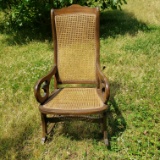 Vintage Caned Wooden Rocking Chair  