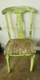 Vintage Wood Painted Green Weathered Chair