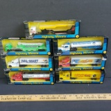 Lot of 7 Diecast Metal and Plastic Highway Movers Transfer Trucks