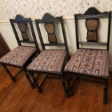Lot of 3 Vintage Chairs with Upholstered Seats  