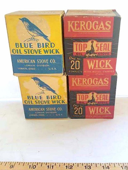 Lot of 4 Vintage Oil Stove Wicks in Original Boxes