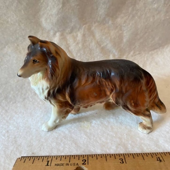 Porcelain Collie Dog Figurine