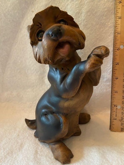 Adorable Molded Resin Yorkie Dog Figurine - 8” Tall
