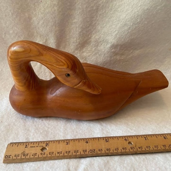 Carved Wooden Swan Figurine
