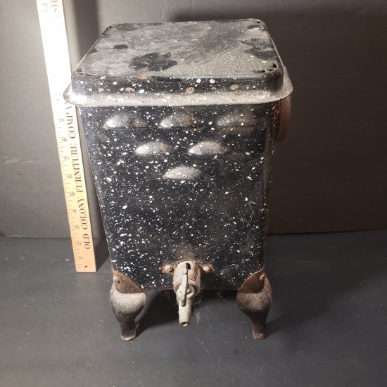 Antique Footed Enamelware Heater with Front Nozzle