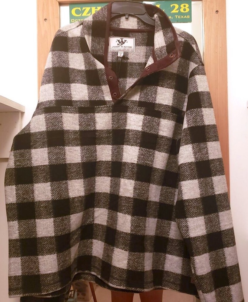 john wayne wooly plaid fleece pullover