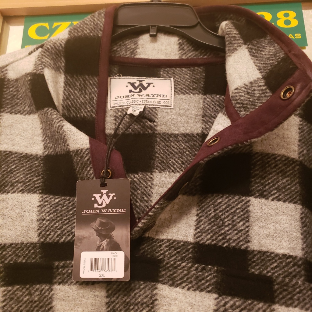 john wayne wooly plaid fleece pullover