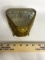 Vintage Metal Triangular Footed Jewelry Casket w/ Brass Filigree Encasement & Glass Top