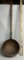 Huge Antique Large Hammered Copper Ladle with Wooden Handle