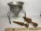 Vintage Aluminum Cone Ricer Sieve with 2 Wooden Pestles