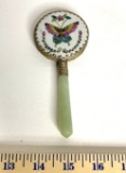 Vintage Hand Held Mirror with Butterfly Design on Back