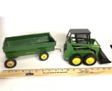 John Deere Metal Toy Tractor and Wagon