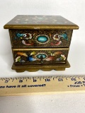 Beautiful Vintage Wooden Jewelry Box with One Drawer and Mirror
